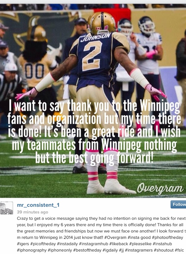 Jovon Johnson posted this picture to his followers on February 10, 2014.