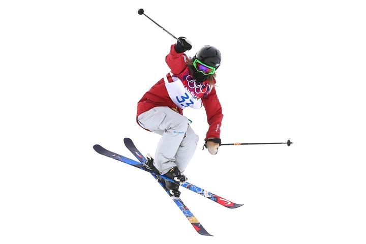 Kaya Turski of Canada competes in the Freestyle Skiing Women's Ski Slopestyle Qualification on day four of the Sochi 2014 Winter Olympics at Rosa Khutor Extreme Park on February 11, 2014 in Sochi, Russia.  