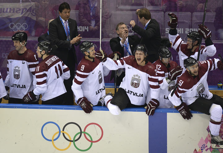 Latvia stuns Switzerland, winning 3-1 in men's Olympic hockey