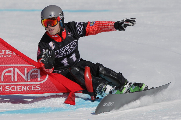 Matthew Morison of Canada rides to ninth place in the men's parallel giant slalom at the LG Snowboard FIS World Cup on December 15, 2011 in Telluride, Colorado.  