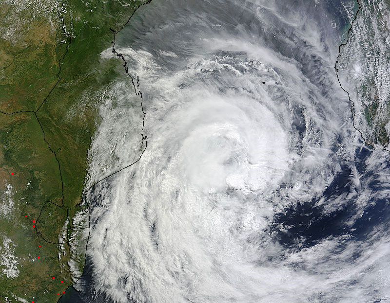 A NASA satellite captures Tropical Cyclone Guito in the Mozambique Channel off the coast of Africa.