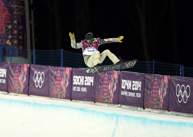 Shaun White of the United States gets air during a snowboard halfpipe training session at the Rosa Khutor Extreme Park at the 2014 Winter Olympics, Monday, Feb. 10, 2014, in Krasnaya Polyana, Russia. 