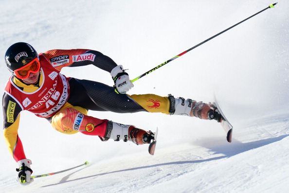 Trevor Philp of Canada competes during the first run of the FIS Alpine World Cup Men's Giant Slalom  on December 9, 2012 in Val d'Isere, French Alps.  