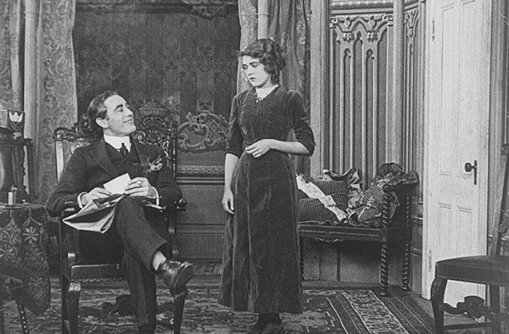 Mary Pickford and Owen Moore in a scene from 'Their First Misunderstanding.'.