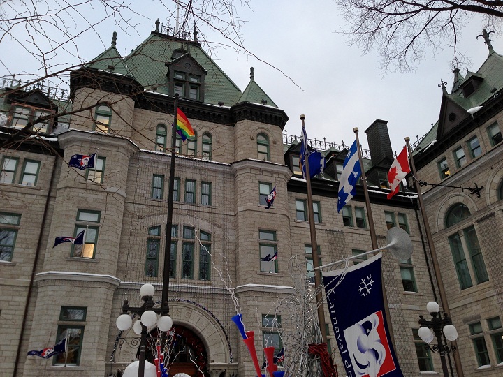 Rainbow flag flies proudly at Quebec City city hall.