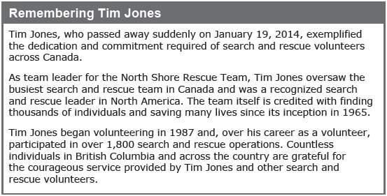 Federal tax credit for search and rescue volunteers announced in honour of Tim Jones - image