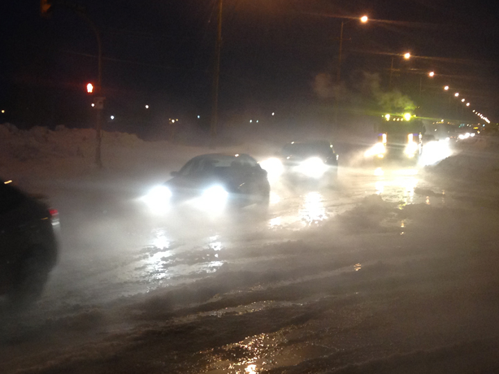water main break Route 90 Winnipeg traffic