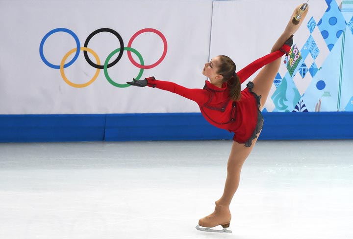 Russia’s Julia Lipnitskaia performs in the Women’s Figure Skating Team Free Program at the Iceberg Skating Palace during the Sochi Winter Olympics on February 9, 2014. (Damien Meyer/AFP/Getty Images)