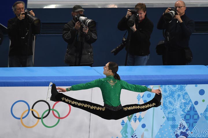U.S. Jason Brown performs in the Men’s Figure Skating Team Free Program at the Iceberg Skating Palace during the Sochi Winter Olympics on February 9, 2014. (Damien Meyer/AFP/Getty Images)
