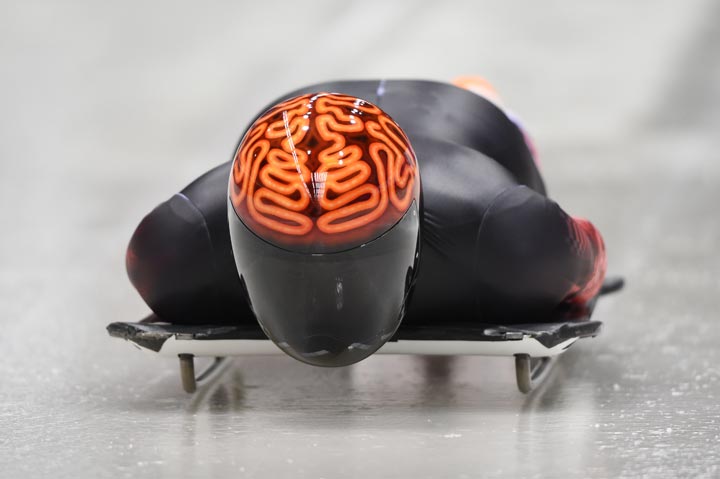 Canada’s John Fairbairn takes part in a skeleton training session at the Sanki Sliding Centre in Rosa Khutor on February 9, 2014 during the Sochi Winter Olympics. (Leon Neal/AFP/Getty Images)
