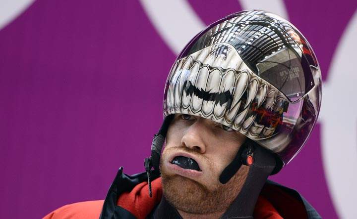 Canada’s Eric Neilson takes part in a men Skeleton official training at the Sanki Sliding Center in Rosa Khutor during the Sochi Winter Olympics on February 10, 2014. (Lionel Bonaventure/AFP/Getty Images)