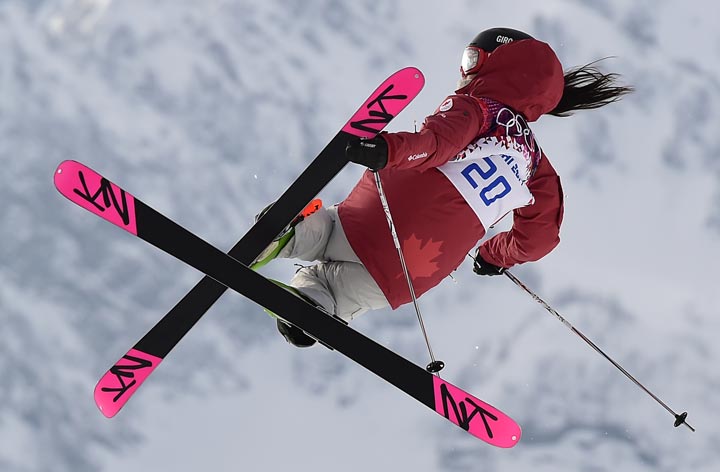 Canada's Yuki Tsubota competes in the Women's Freestyle Skiing Slopestyle qualification at the Rosa Khutor Extreme Park during the Sochi Winter Olympics on February 11, 2014.