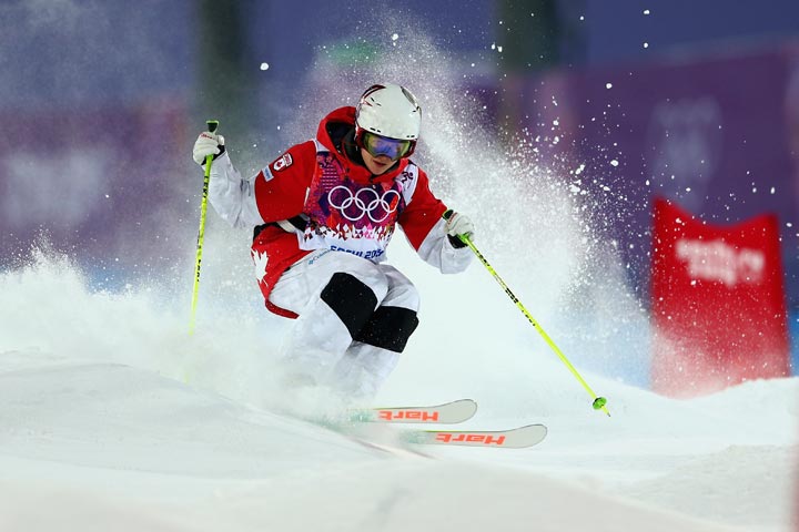 Maxime Dufour-Lapointe of Canada trains during moguls practice at the Extreme Park at Rosa Khutor Mountain ahead of the Sochi 2014 Winter Olympics on February 3, 2014 in Sochi, Russia (Cameron Spencer/Getty Images)