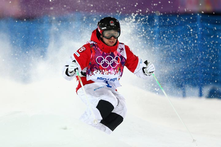 Alex Bilodeau of Canada trains during moguls practice at the Extreme Park at Rosa Khutor Mountain ahead of the Sochi 2014 Winter Olympics on February 3, 2014 in Sochi, Russia (Cameron Spencer/Getty Images)