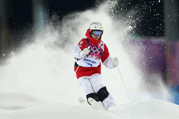 Justine Dufour-Lapointe of Canada trains during moguls practice at the Extreme Park at Rosa Khutor Mountain ahead of the Sochi 2014 Winter Olympics on February 3, 2014 in Sochi, Russia (Cameron Spencer/Getty Images)