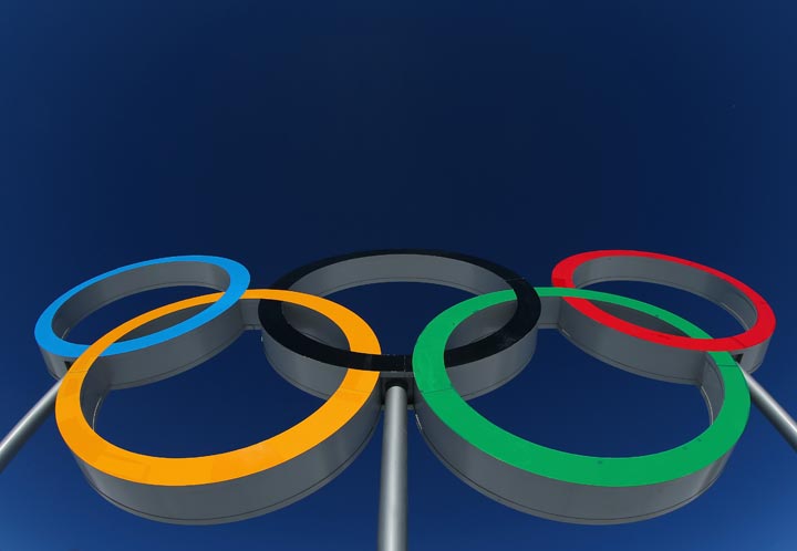 The Olympic rings are seen ahead of the Sochi 2014 Winter Olympics at the Laura Cross-Country Ski and Biathlon Center on February 5, 2014 in Sochi, Russia.  