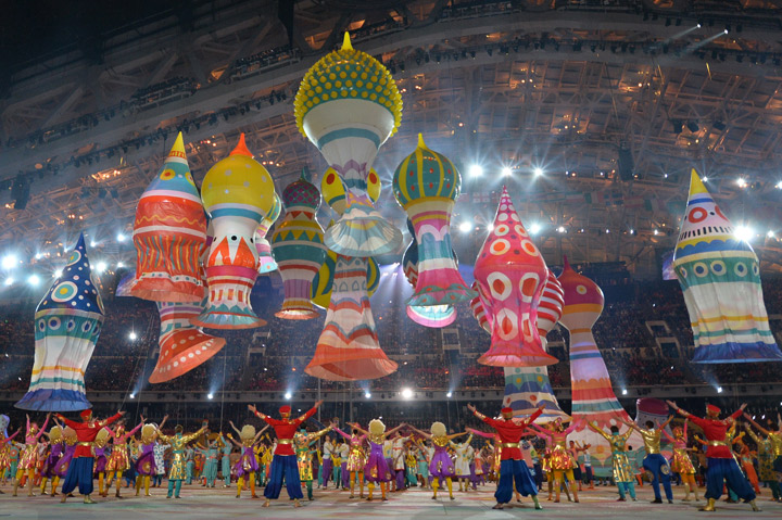 Artists perform during the Opening Ceremony of the Sochi Winter Olympics at the Fisht Olympic Stadium on February 7, 2014 in Sochi. (Alberto Pizzoli/AFP/Getty Images)