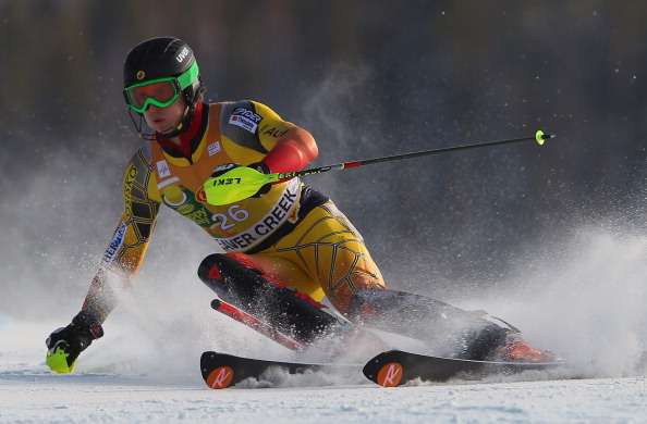 Brad Spence of Canada skis to 15th place in the men's slalom on the Birds of Prey at the Audi FIS World Cup on December 8, 2011 in Beaver Creek, Colorado. 