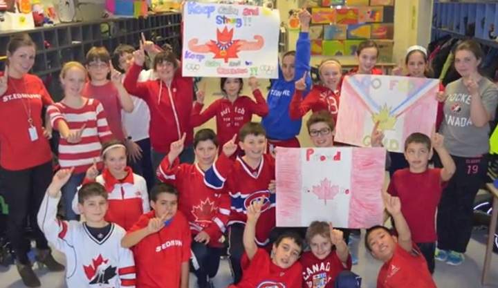 Children St. Edmund Elementary in Beaconsfield, Que. shared words of encouragement for Canada's athletes in Sochi. 
