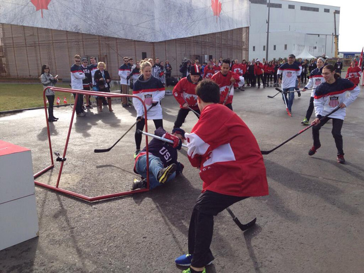 Canada vs. the USA street hockey in Sochi.
