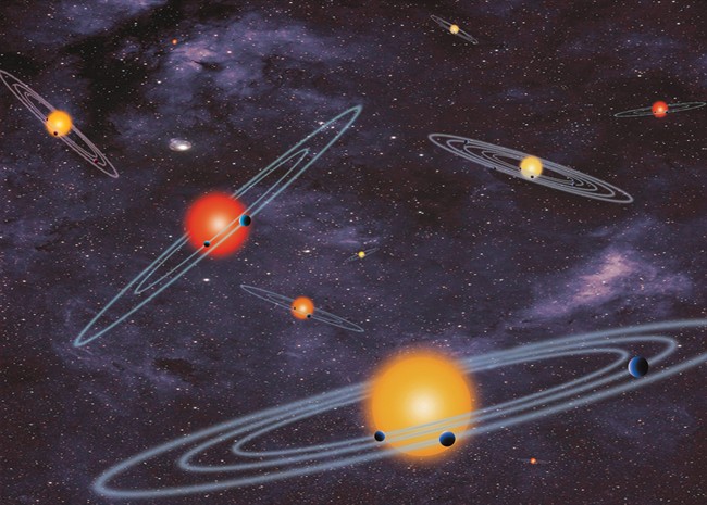 This handout artist conception provided by NASA depicts multiple-transiting planet systems, which are stars with more than one planet.