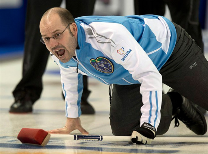 Alberta claimed a share o the lead Tuesday going into the home stretch at the Canadian men's curling championship.