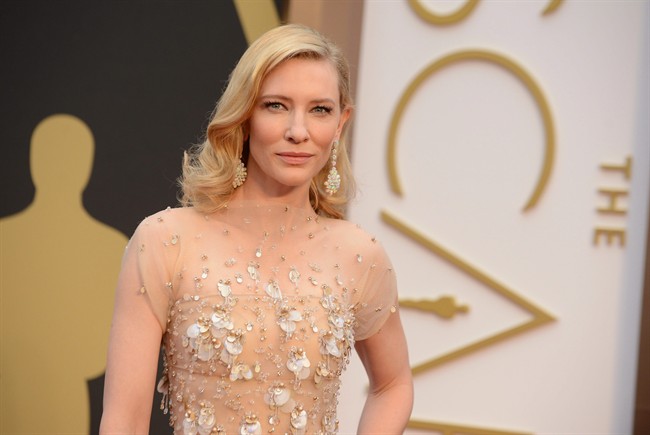 Cate Blanchett arrives at the Oscars on Sunday, March 2, 2014, at the Dolby Theatre in Los Angeles.