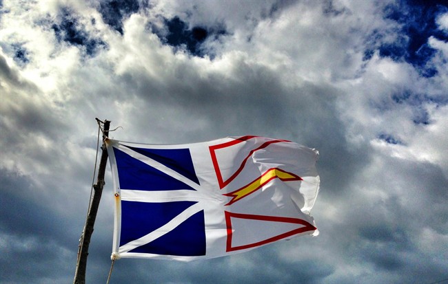 The Newfoundland flag blows in the wind in Ferryland, NL, August 8, 2013. 