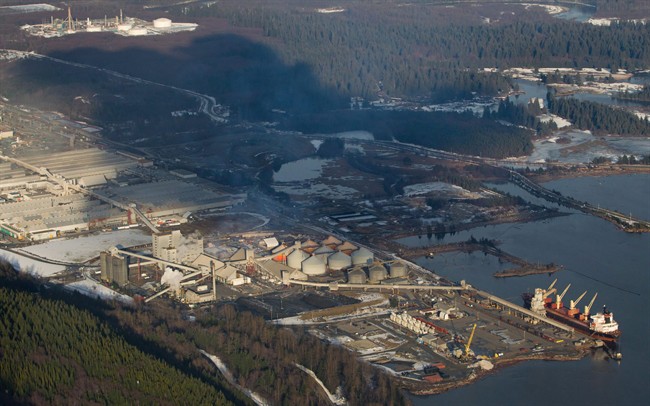A cargo ship sits docked at Rio Tinto Alcan's Kitimat Smelter January 10, 2012. 