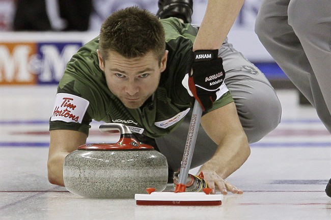 Skip Mike McEwen, shown curling in Winnipeg a year ago, won the National in Sault Ste. Marie, Ont., on Sunday.