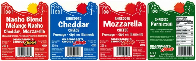 Castle Cheese is recalling Okanagan's Choice shredded cheese products.