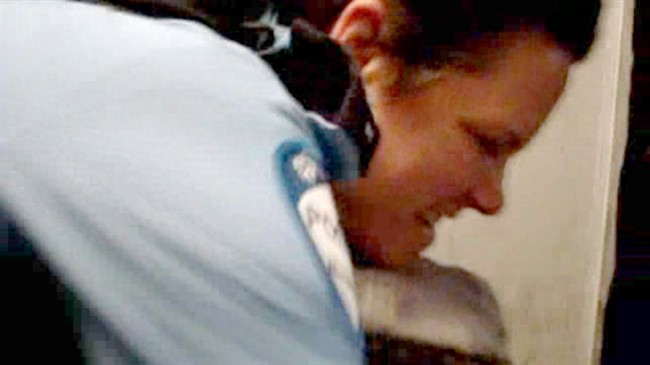 Montreal Const. 728, Stéfanie Trudeau, makes an arrest in an image taken from a 2012 video.