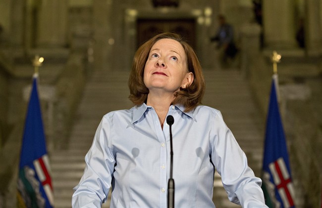 Alberta Premier Alison Redford announces her resignation in Edmonton, Alberta on Wednesday March 19, 2014. Redford has been struggling to deal with unrest in her Progressive Conservative caucus over her leadership style and questionable expenses. 