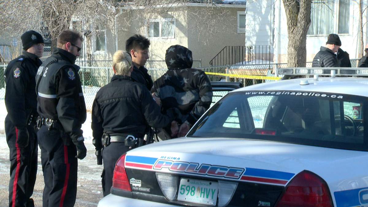 Police handcuffed a man and put him into a police vehicle around 9:30 a.m. this morning.