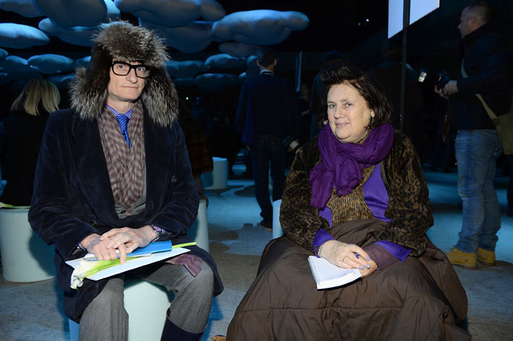 Hamish Bowles and Suzy Menkes attend the Marc Jacobs fashion show during Mercedes-Benz Fashion Week Fall 2014 at Lexington Avenue Armory on February 13, 2014 in New York City.