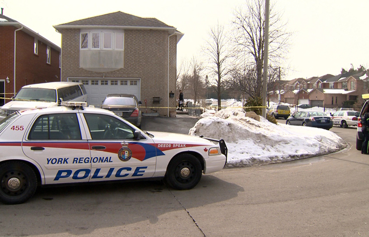 A York region police car outside of the Woodbridge home following the home invasion.