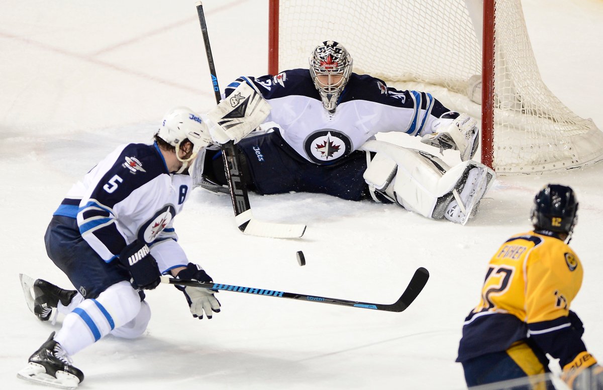 Jets goalie Ondrej Pavelec shows how much of a stretch it is to believe his team will make the playoffs.