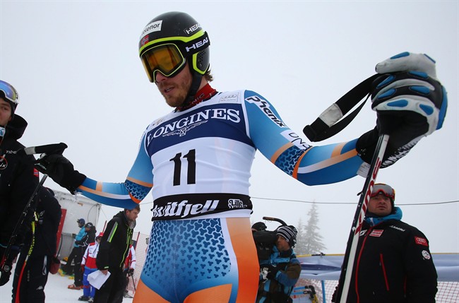 Norway's Kjetil Jansrud prepares before the start an alpine ski, men's World Cup downhill training, in Kviitfjell, Norway, Friday, Feb. 28 , 2014. (AP Photo/Alessandro Trovati).