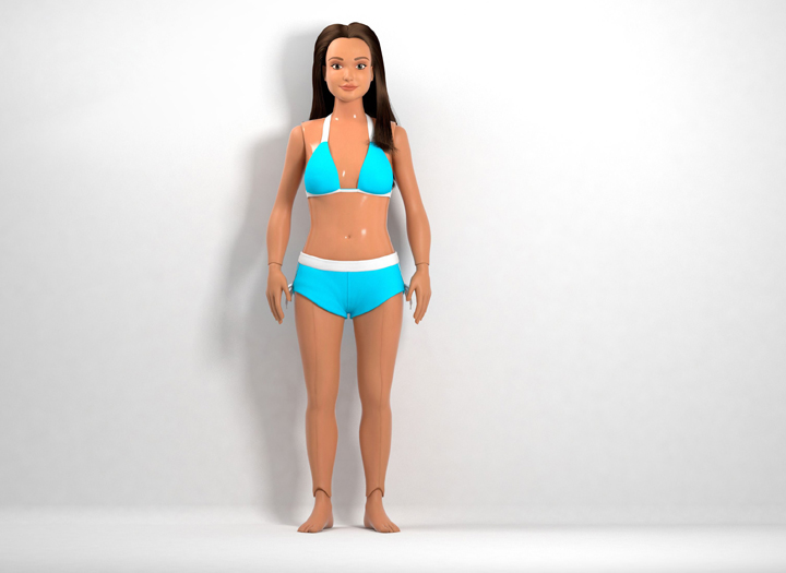 Scaled up to human size, the Lammily doll model features average proportions.