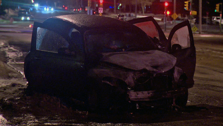Driver eludes police after a chase in Saskatoon ends with car hitting transit bus.