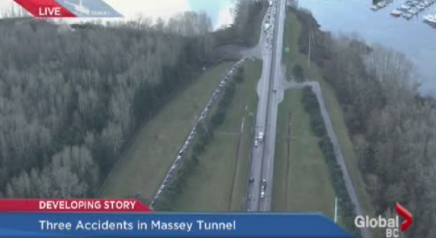 Three separate accidents at the Massey Tunnel