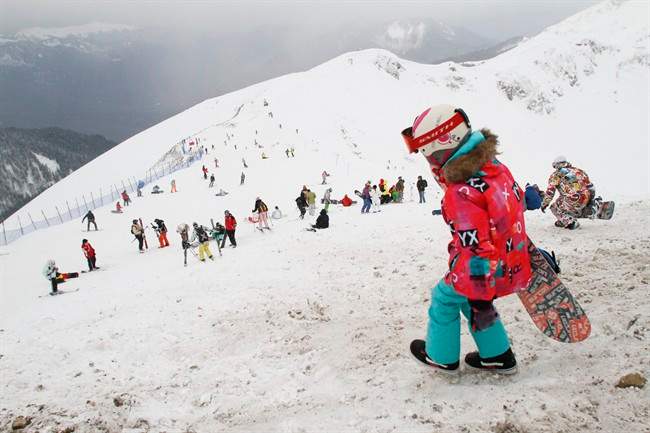 In this Saturday, Dec. 24, 2011 file photo downhill skiers are on a slope as Alpine ski season opens at the newly built Rosa Khutor ski resort in Krasnaya Polyana near the Black Sea resort of Sochi, southern Russia.