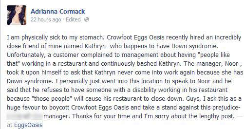 EggsOasis owner upset by accusations of discrimination on Facebook - image