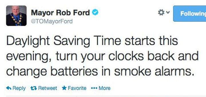 Rob Ford tries to turn back time in Daylight Saving Twitter gaffe - image