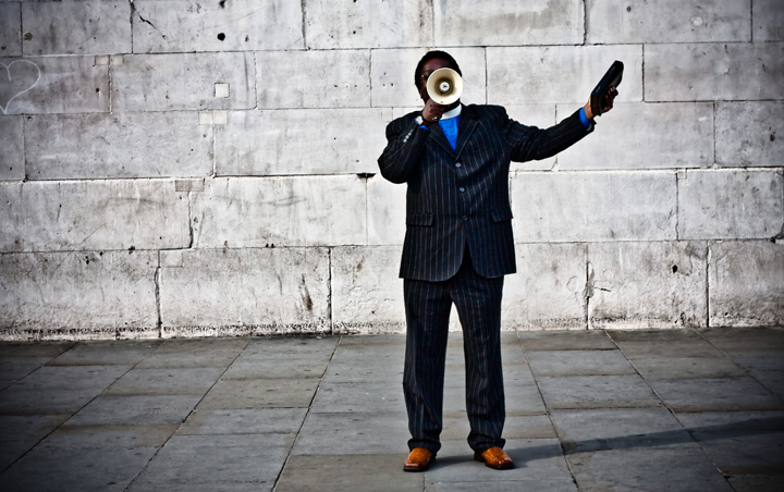 Business man with megaphone
