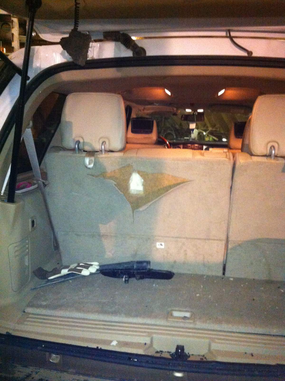 A bullet was lodged into the backseat, where children were sitting. 
