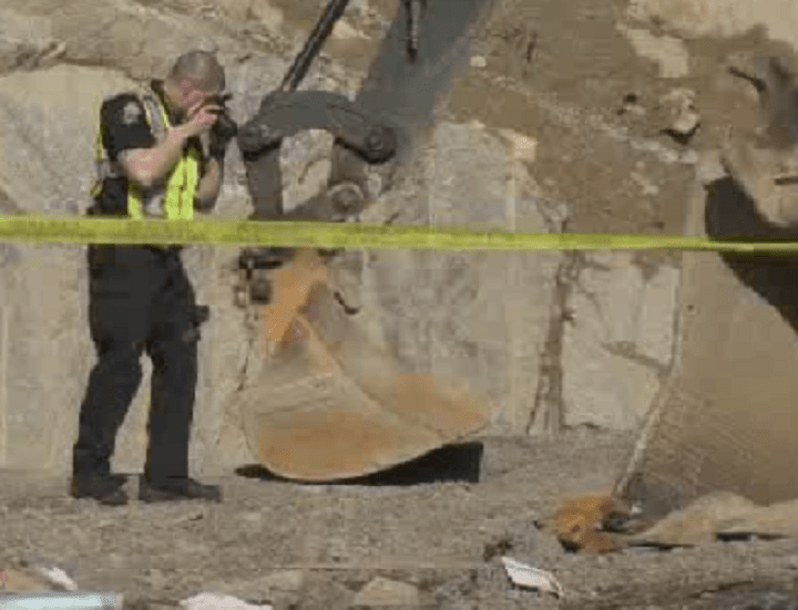 Police investigate a construction site death in West Vancouver on March 20, 2014.