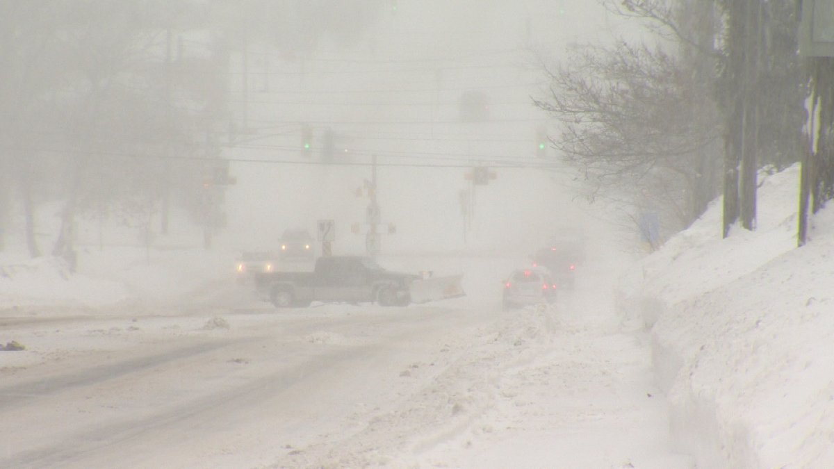 Visibility was poor as New Brunswickers tried to navigate through a Fredericton intersection.