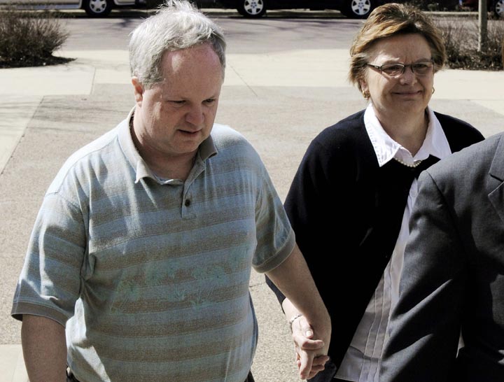In this May 4, 2011 file photo, William Melchert-Dinkel arrives at the Rice County Courthouse in Faribault, Minn., with his wife, Joyce, for his sentencing. 