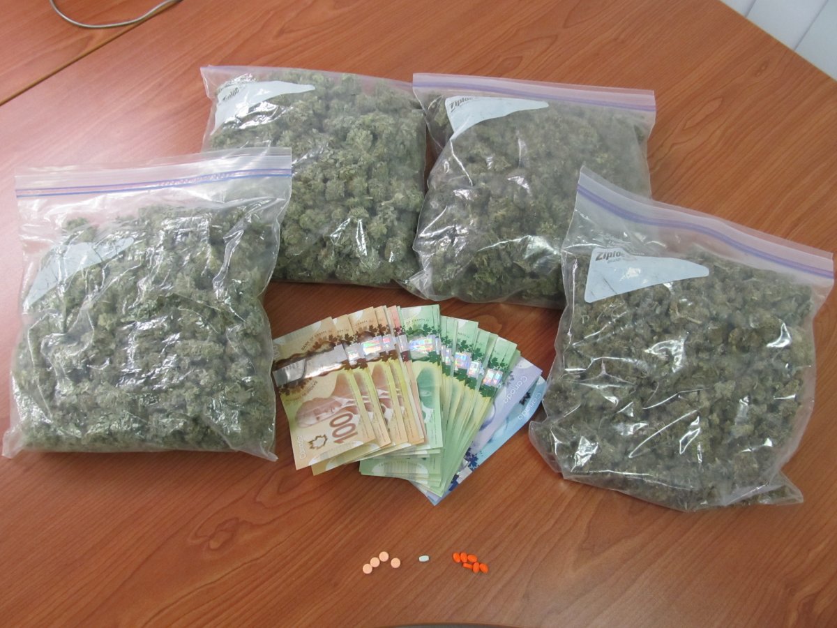 Manitoba RCMP found almost a kilogram of marijuana, along with morphine and Clonazepam pills and cash.